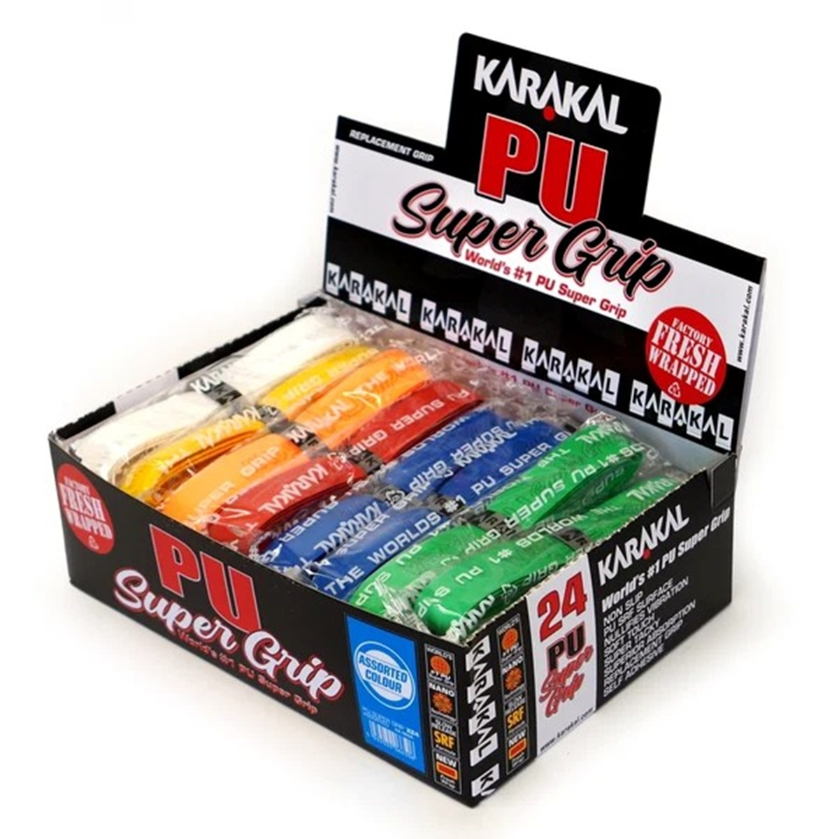 CAJA 24 GRIPS KARAKAL PU surtido colores tenis pádel squash badminton