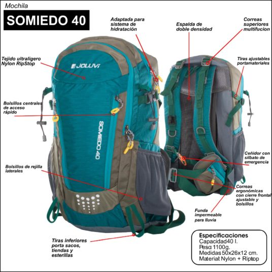 Mochila montaña, trekking, senderismo Somiedo 40L
