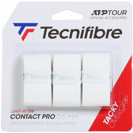 Pack 3 overgrips TECNIFIBRE pro contact blanco tenis, pádel
