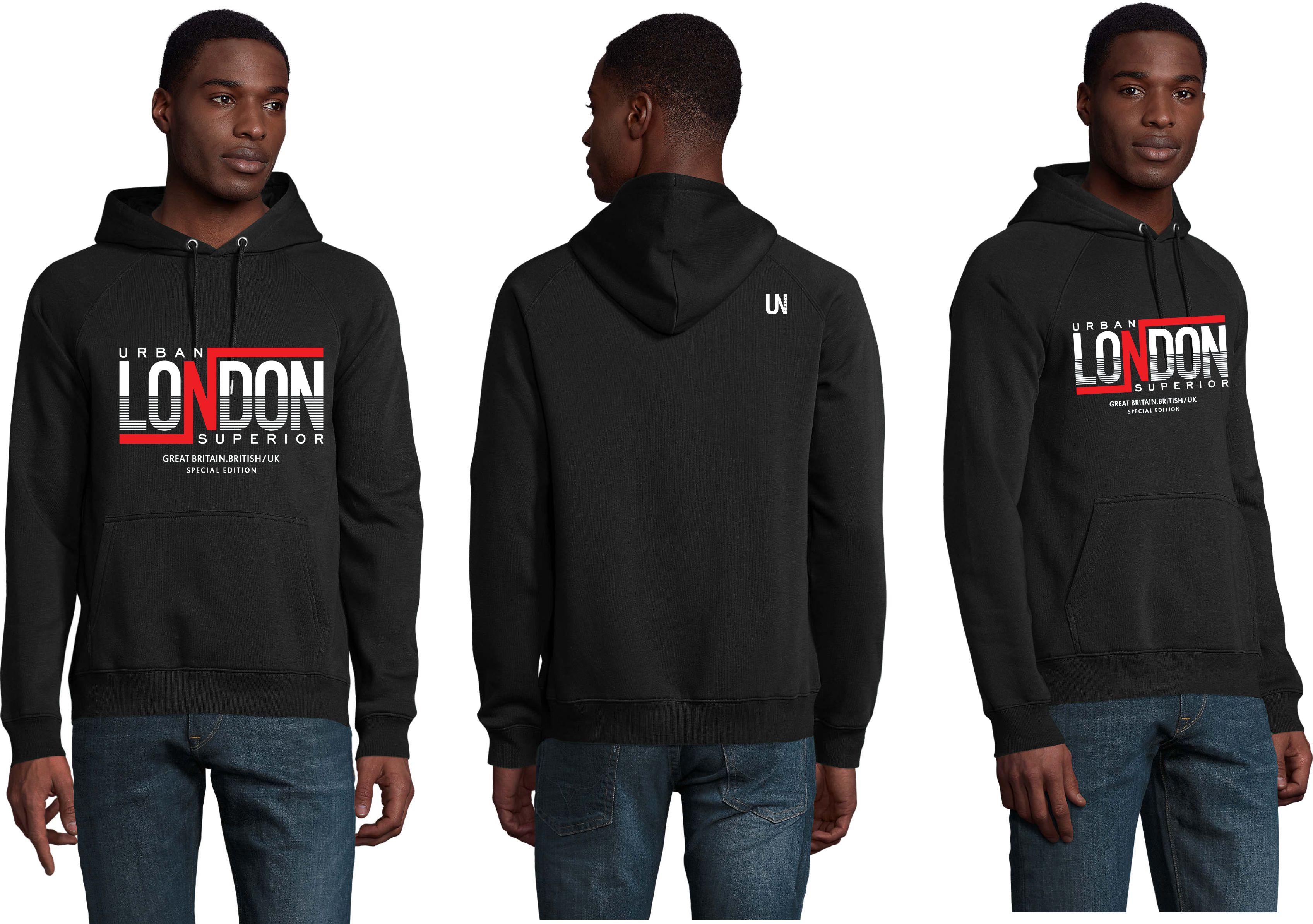 Sudadera con Capucha ECO Hoodie London única Brand color negro