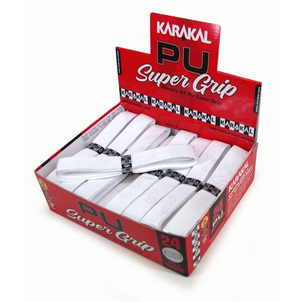 CAJA 24 GRIPS KARAKAL PU COLOR WHITE-BLANCO tenis pádel squash badminton